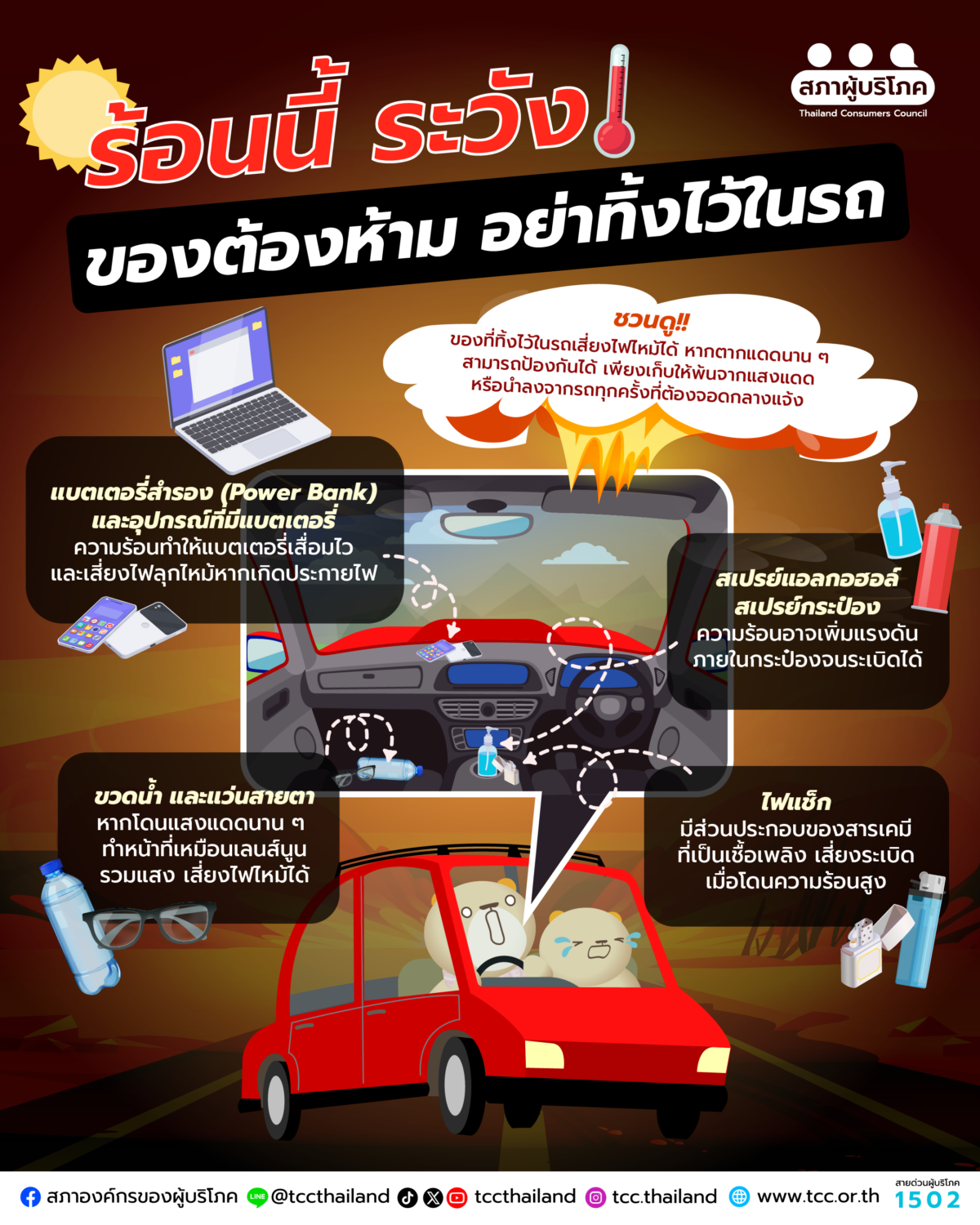 ร้อนนี้ ระวัง! ของต้องห้าม อย่าทิ้งไว้ในรถ